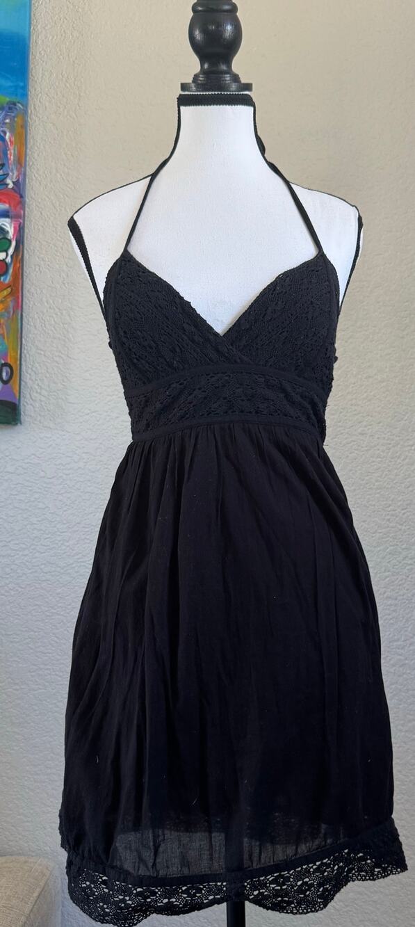Y2K Guess Black Babydoll Halter Dress – Size S